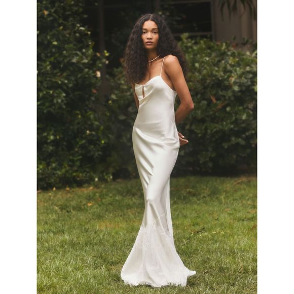 Reformation Tullamore Silk Wedding Dress - Ivory size S